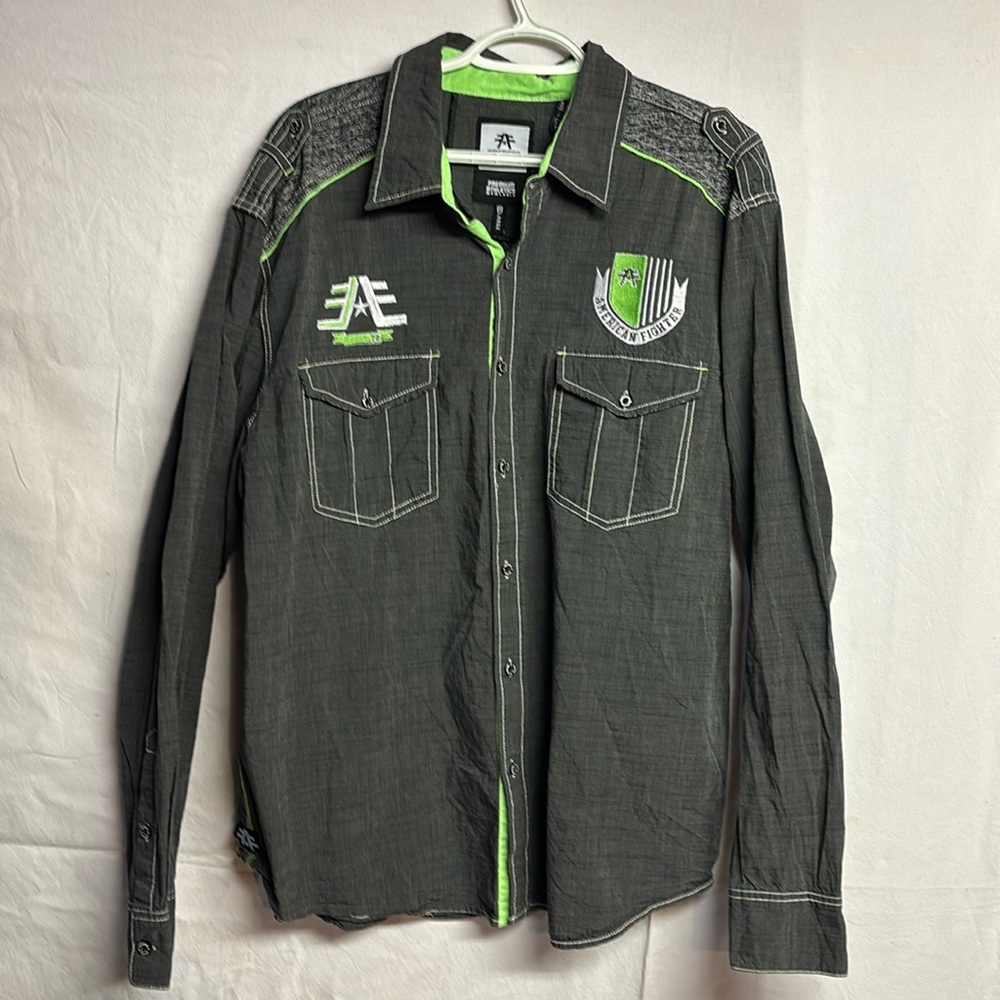 American Fighter Men’s Long Sleeve Button Down Shirt Western Style Size XXL